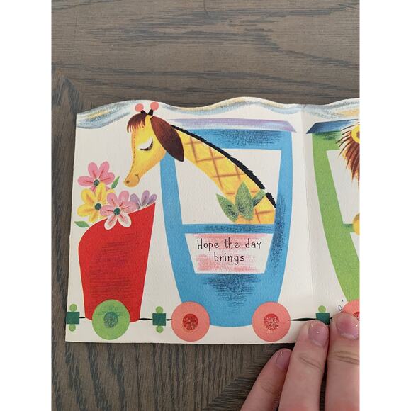 Happy Birthday 2 Year Old, Cute Animals on a Train, Vintage Used Greeting Card, - Picture 2 of 4